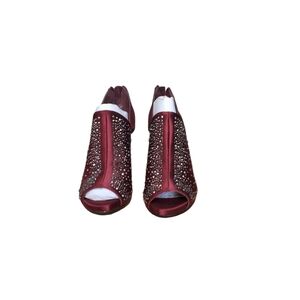 Jennifer Lopez Red Peep Toe Bootie Heels SZ 6